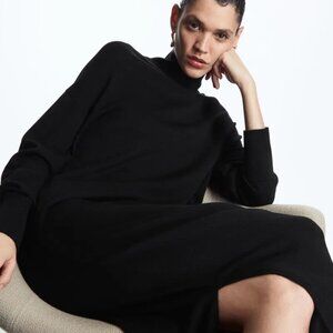 NWT COS Wool Turtleneck Maxi Sweater Dress Black Size S! VERY RARE!